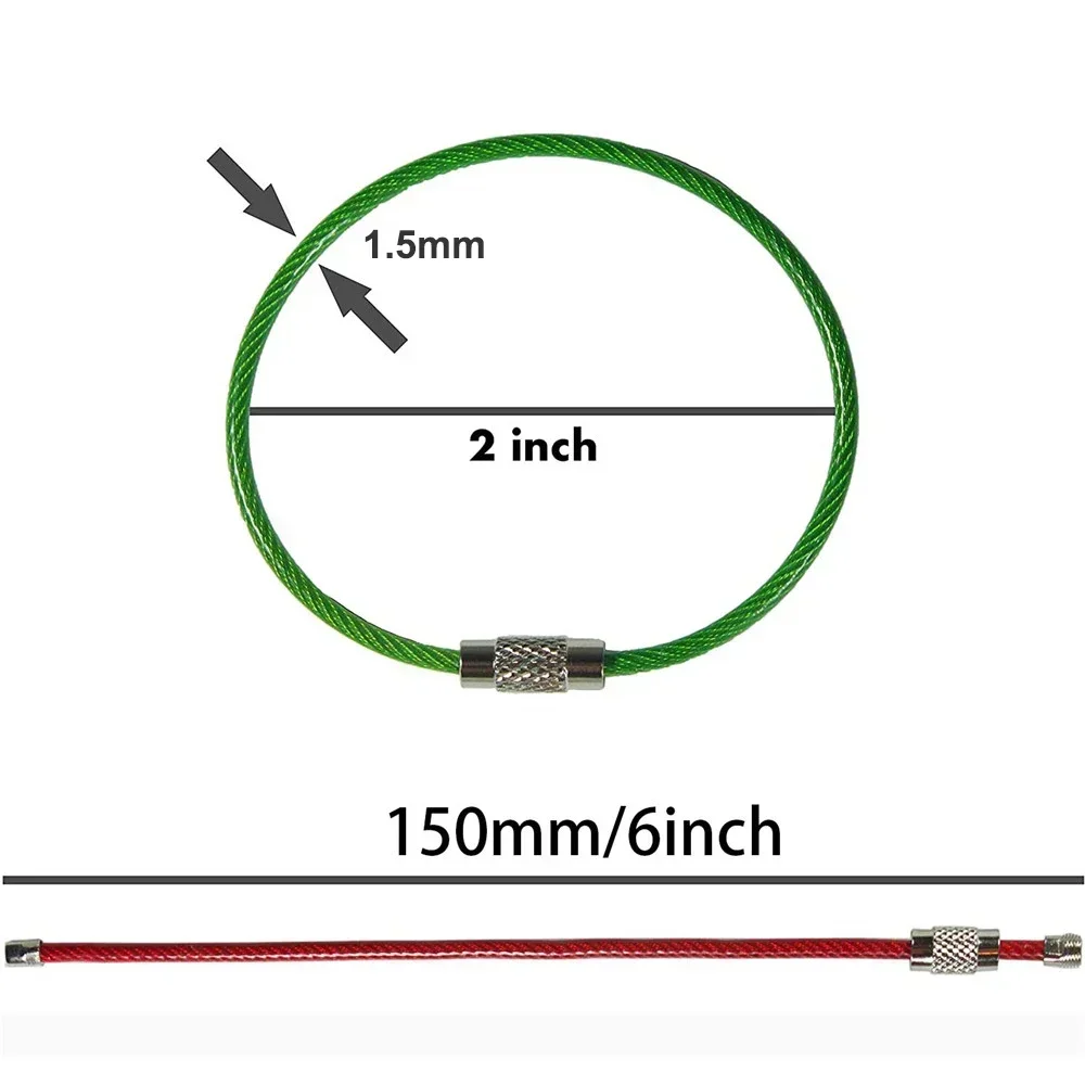 30 Portachiavi In Acciaio Inox Con Rivestimento Nylon - Anelli Da 2x100mm In 6 Colori, Per Escursionismo E Bagagli