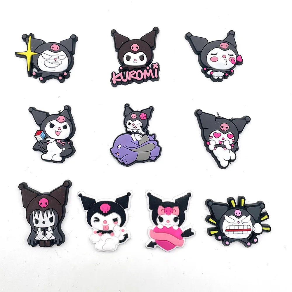 Sanrio Kuromi Shoe Buckle 1pcs Single Sale Wholesale Novelty Cute Croc  Charms Accessories Cartoon PVC Souvenir Kids X-mas Gifts