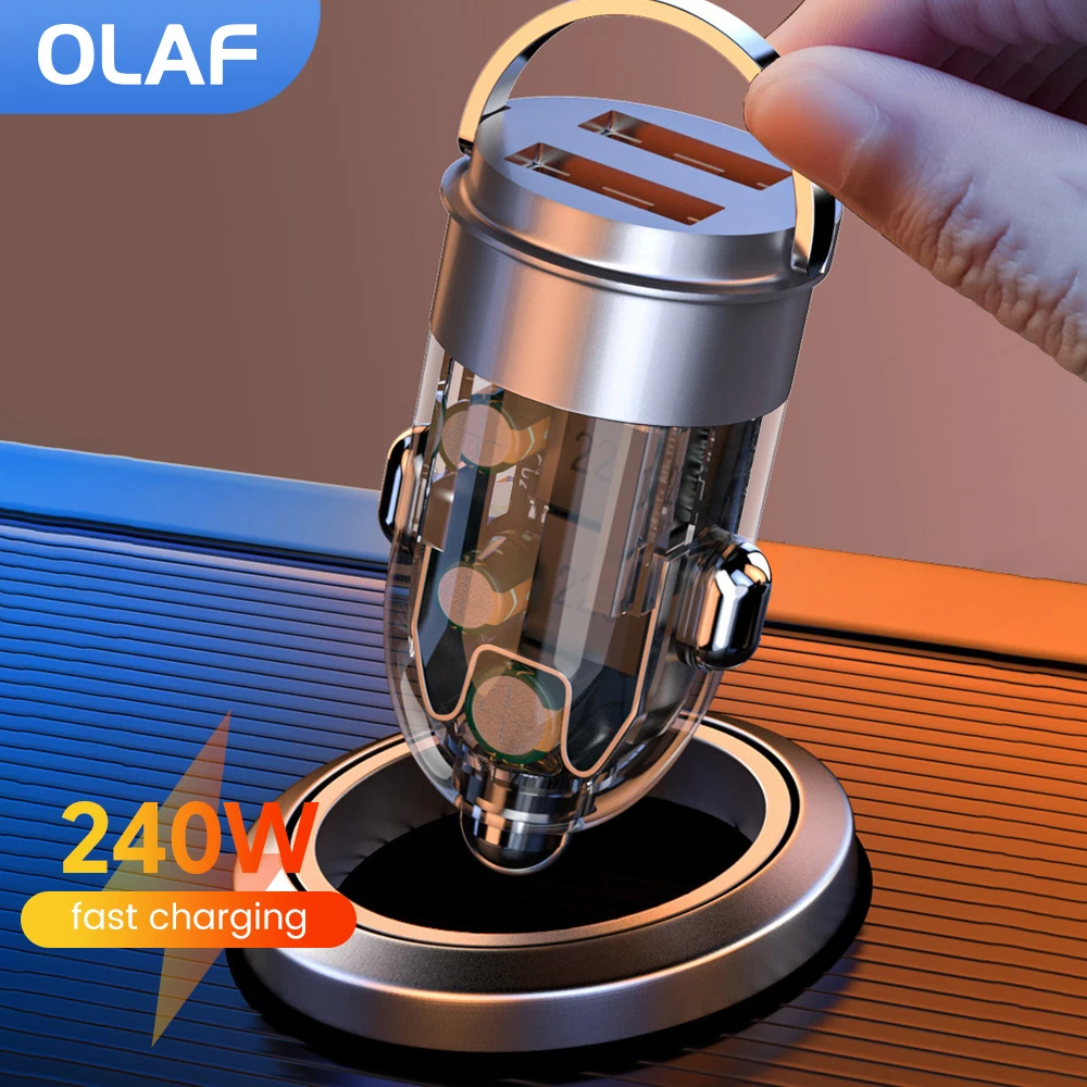 Pull Ring 240W Dual Usb Caricabatteria Da Auto Ricarica Rapida Qc 3.0 Quick Mini Caricabatteria Da Auto In Auto Per Iphone Xiaomi Samsung Huawei