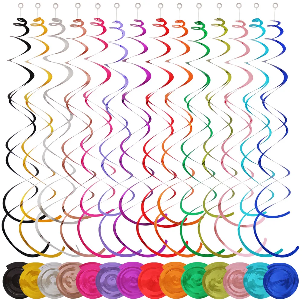 Spiral Pendant Dangling Swirls Metallic Ceiling Hanging Streamers 6pcs Ornament Christmas Wedding Birthday Balloons Decorations birthday streamers party ceiling hanging spirals party decorations