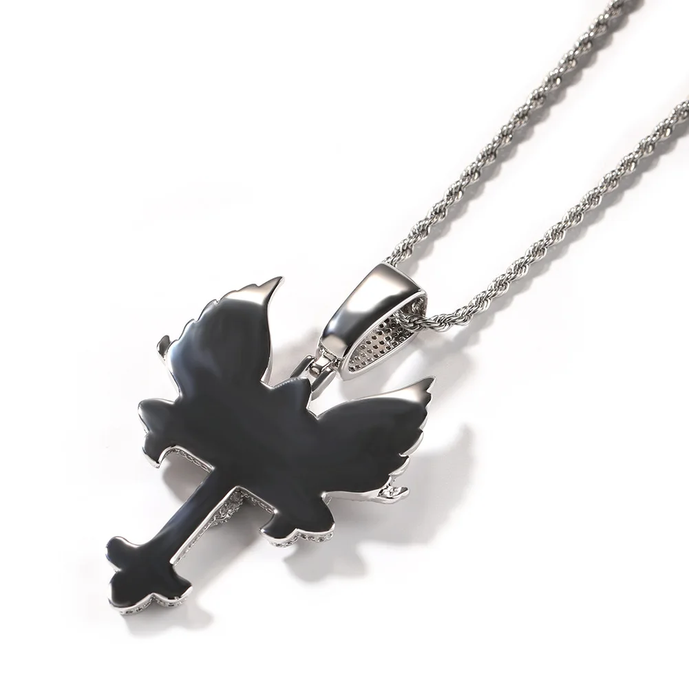 Hip-Hop Cross Necklace Niche Creative Angel Wings Cross Pendant Sweater Chain