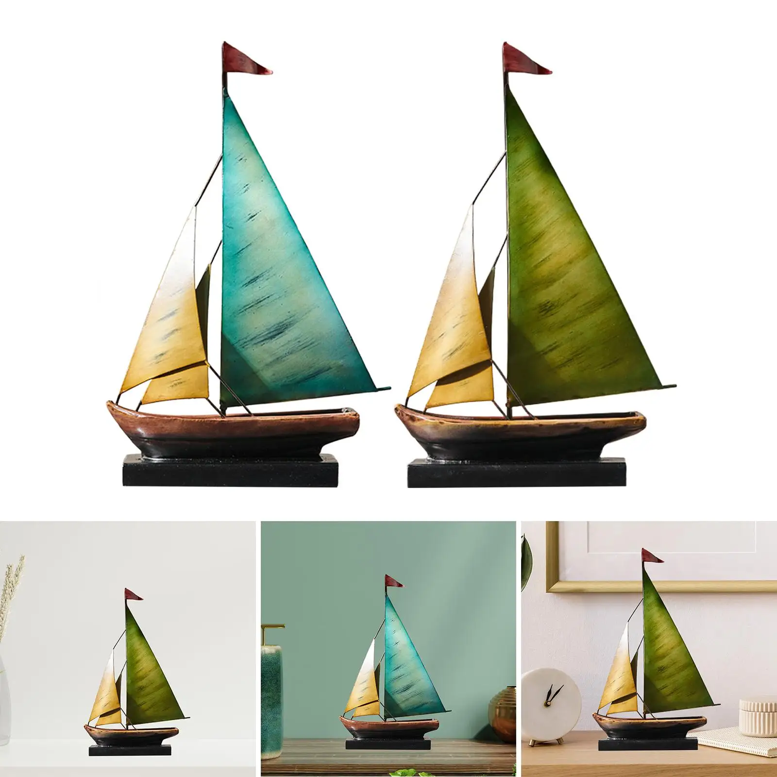 Iron Sailboat Statue Decorative Boat Ocean Themed Nautical Centerpiece for Office Party Home Beach Decoration Iron Sailboat Statue Decorative Boat Ocean Themed Nautical Centerpiece for Office Party Home Beach Decoration