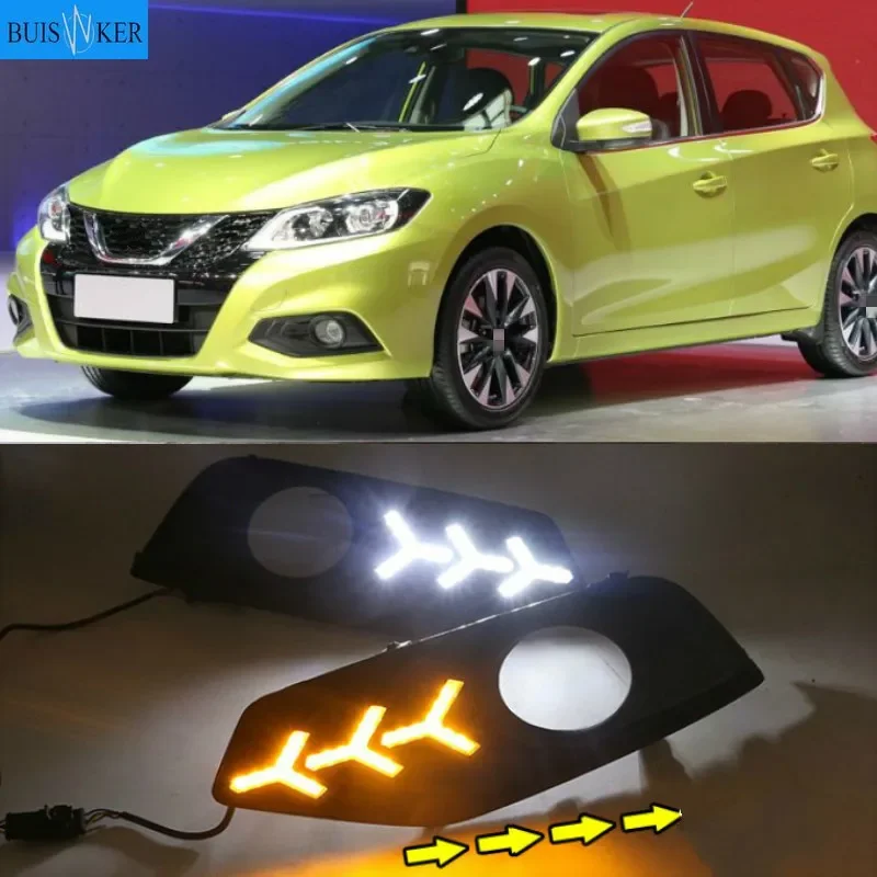 

1 пара, Автомобильные светодиодные дневные ходовые огни для Nissan Tiida 2016-2019, 12 В