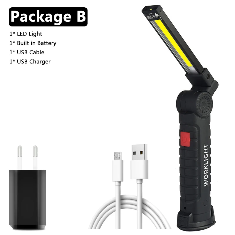 coast torches Flash Light with Magnet Portable Camping Lantern Built-in Battery COB LED Working Lamp Flashlight USB Rechargeable Torch 3 Mode magnetic flashlights Flashlights