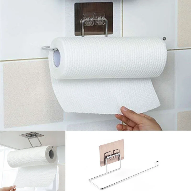 

Roll Paper Holder Towel Rack Hanger Hook Bathroom Storge Tool Toilet Paper Hanging Towel Shelf Kitchen for Home Accessories