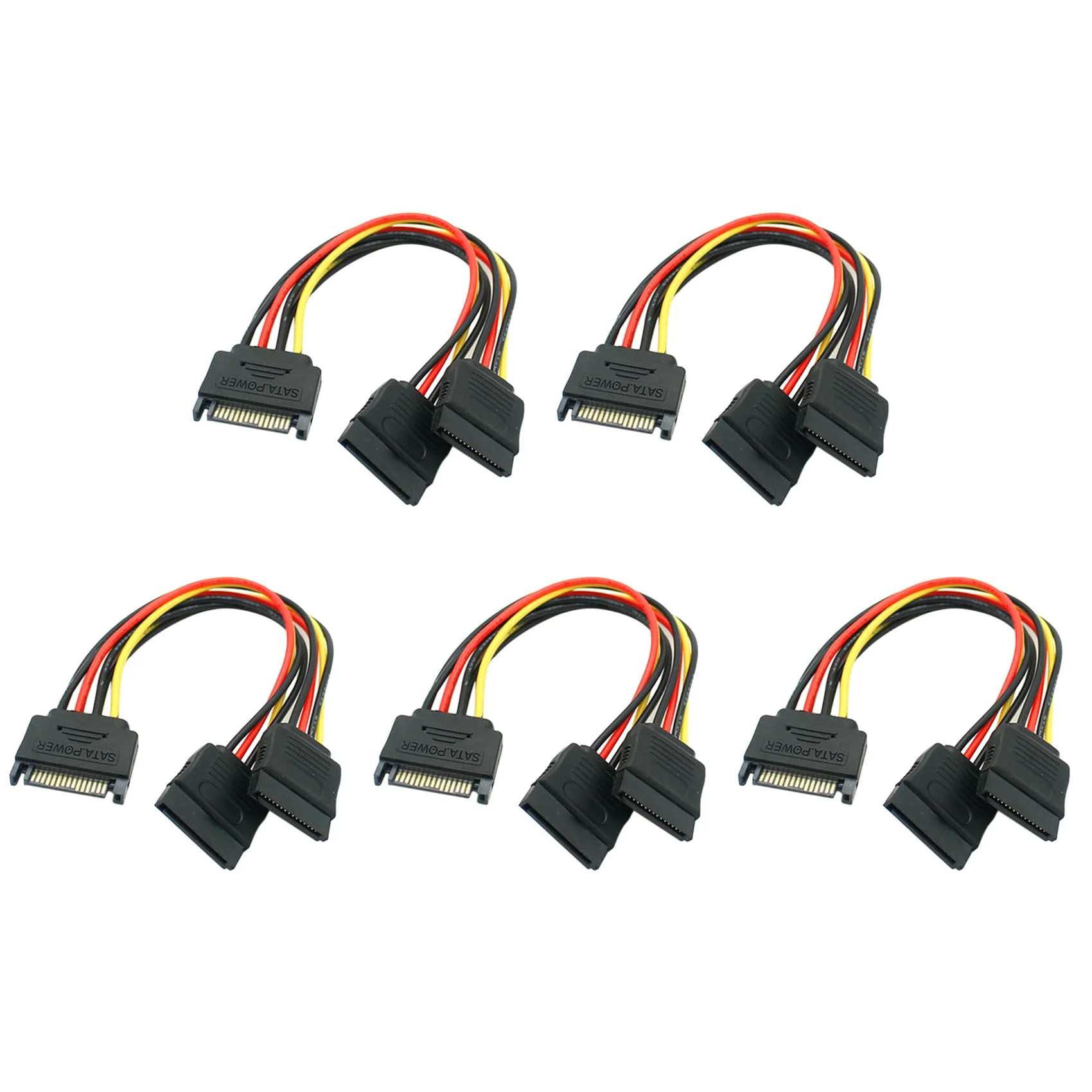

5PCS 15 Pin SATA Power Cable Serial SATA Y-Splitter Power Cable Adapter One in Two Power Cable