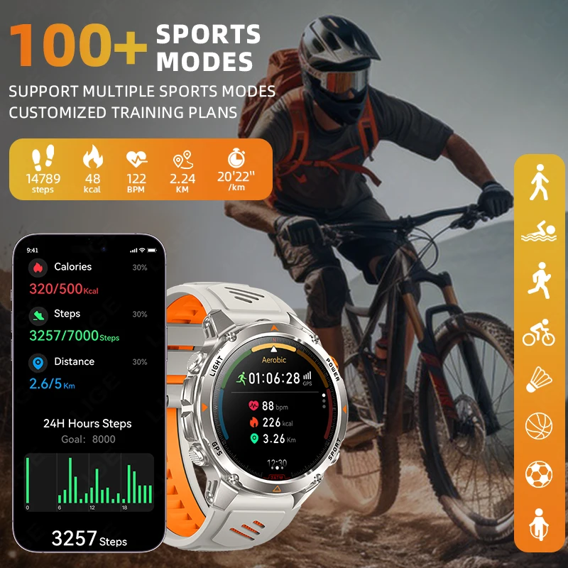 LIGE New Professional GPS Sports Smart Watch Outdoor Ride Run GPS Track Watches 540mAh Compass Altimeter 3ATM Sport Bracelet Men