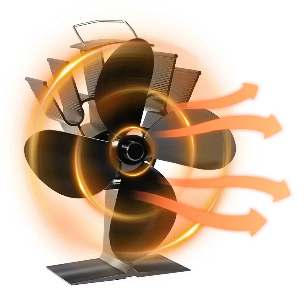 Stove Fan 4 Blade Stove Fan Heat Powered Log Wood Burner Fireplace Fan Eco-fan Quiet Home Heater Winter Warmer Efficient Heat Distribution