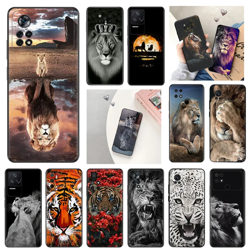 Per Xiaomi Poco F5 F4 F3 Gt X5 X4 X3 Pro Nfc C40 C50 C55 C51 M3 M4 M5 5G Tiger Lion King Custodia Morbida Per Telefono