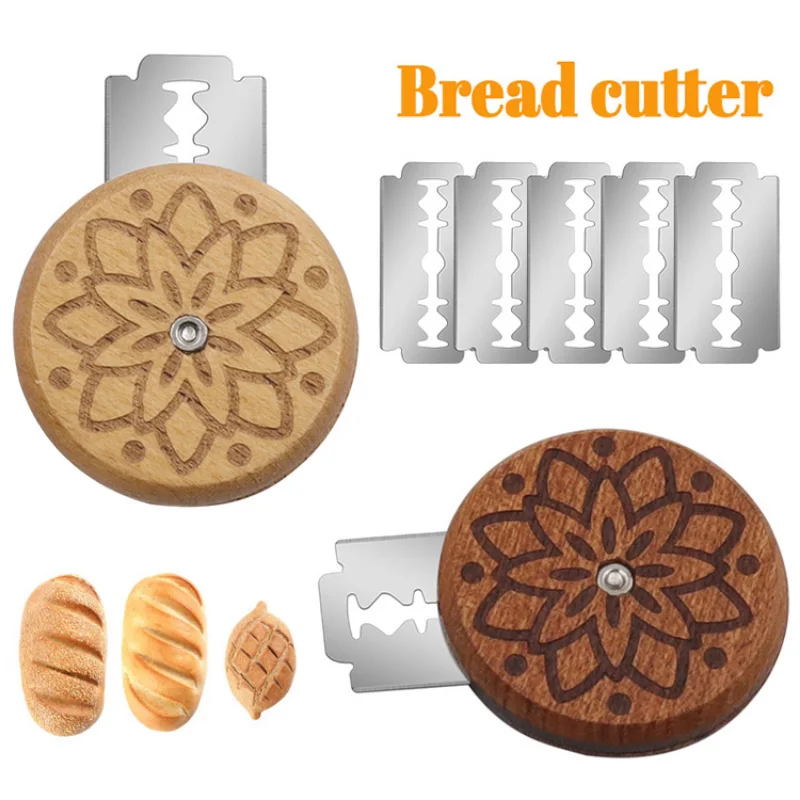 Wooden Bread Knife Razor Cutter Round Bread Lame Dough Scoring Slashing Tool  For DIY Sourdough Bread With 5 Razor Pain Boiteux - AliExpress