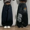 American Y2K New Street Popular Spot Straight Jeans Women Harajuku Hip Hop Punk Mopping Wide-leg Pants Couple Casual Loose Jeans 3