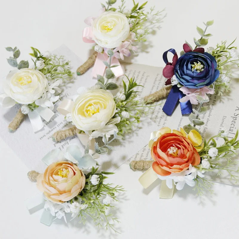 

BAIFUMINGYI Multi Color Artifical Boutonniere Flowers Wrist Corsage Bridesmaid Bracelet Marriage Wedding Accessories for Men