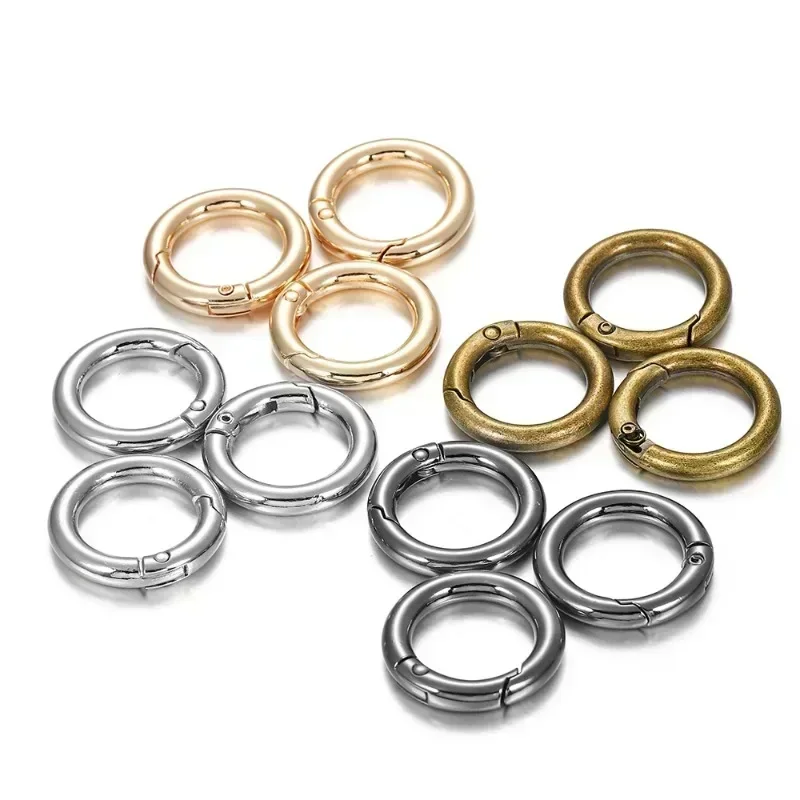 Spring Ring Clasp Metal Keyring Clasp Metal Jump Rings Snap Hook Keychain Rings Spring Gate O Ring 2/5/10pcs Metal Ring Spring Clasps for DIY Jewelry Openable Round Carabiner Keychain Bag Clips Hook Buckles Connector
