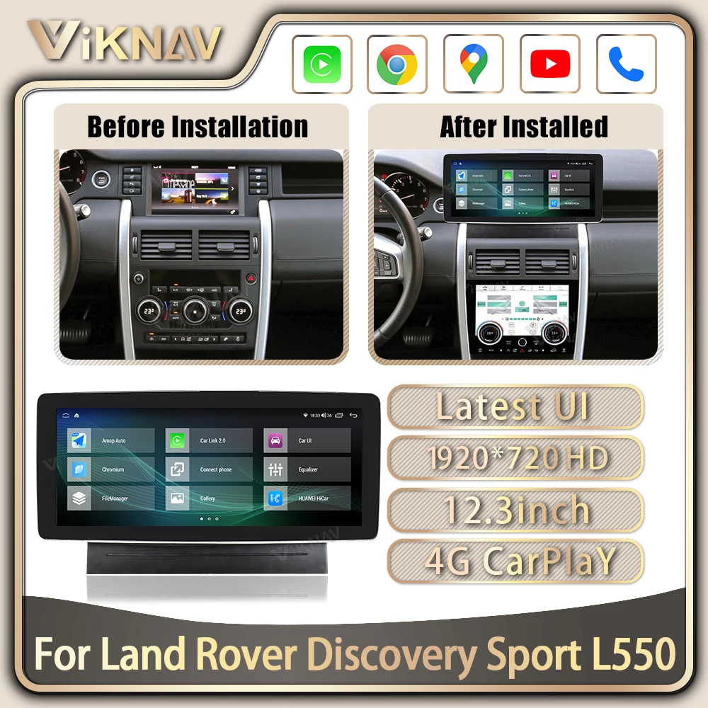 

Android Car Radio For Land Rover Discovery Sport L550 2015-2019 12.3inch touch screen with 10.4inch AC Panel air conditioning