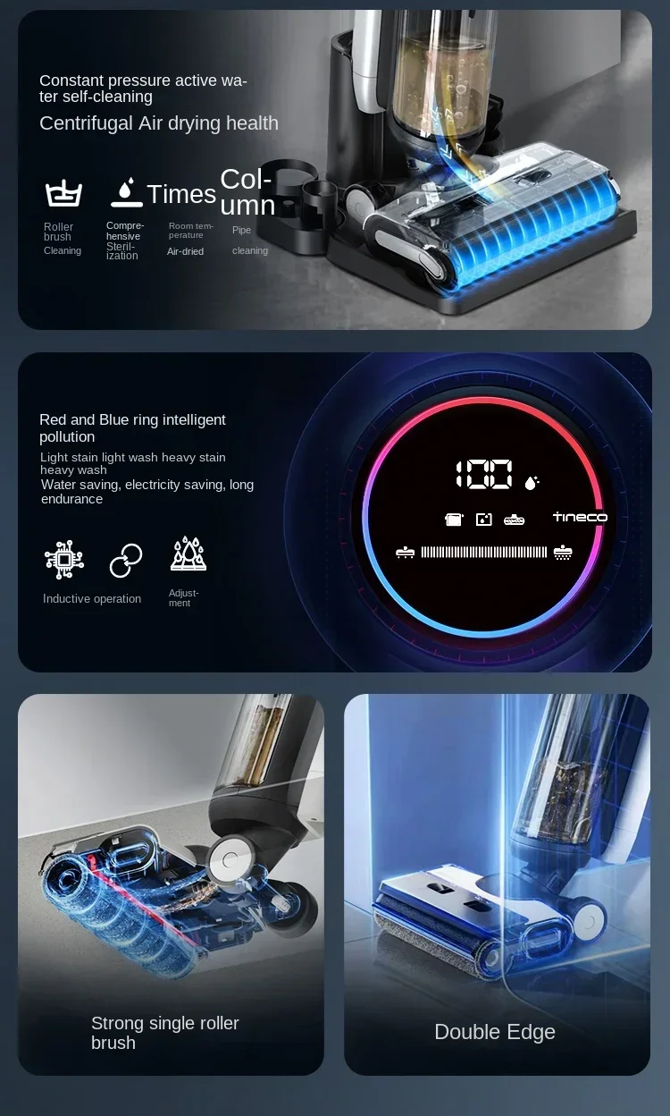 TINECO Fuvan 2.0ProLedc Floor Washing Machine Antibacterial Suction Mop Mop Household Appliance Cleaning Machine Double Welt 5