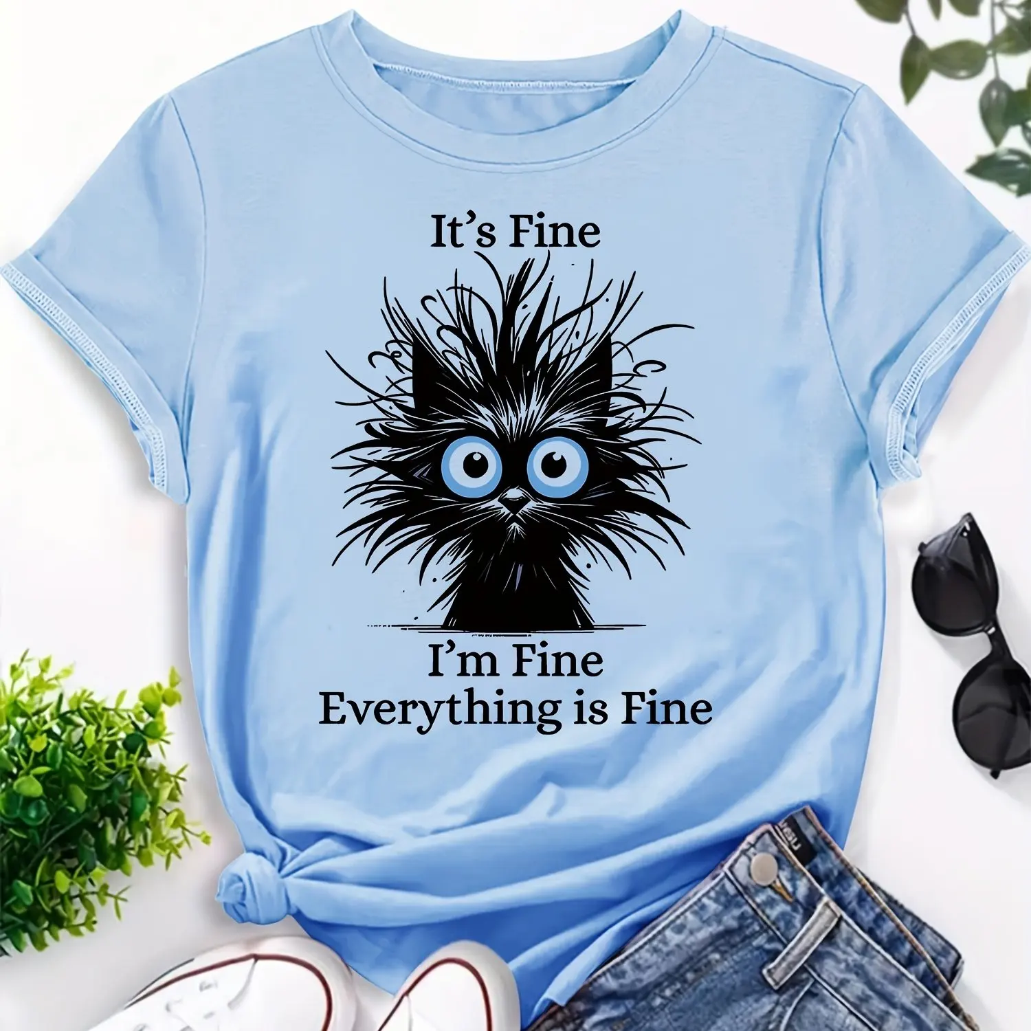 ตัวเลือกสินค้า เสื้อผ้าลายแมวตลก ผ้าฝ้าย 100% สวมใส่สบาย