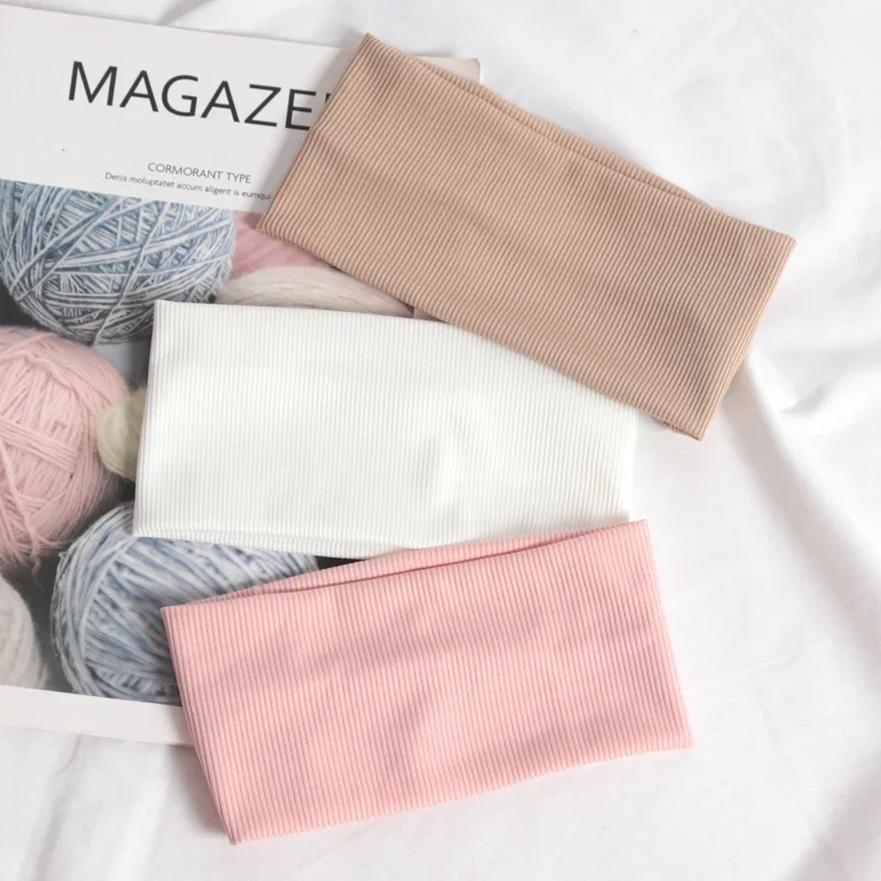 3Pcs Simple Elastic Fitness Yoga Hairbands for Women Men Solid Color Running Hair Bands Stretch Makeup Headbands Accessories