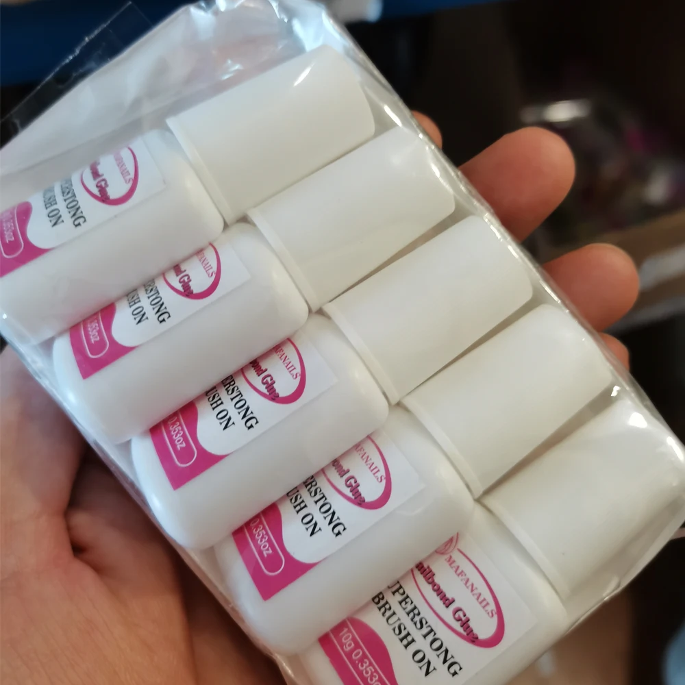 10g*5PCS Nail Bond Brush On Nail Glue Press On Nails Long Lasting Nail Art Glue For Acrylic Nails Fake Nails Tips Nail Glue Gel 2