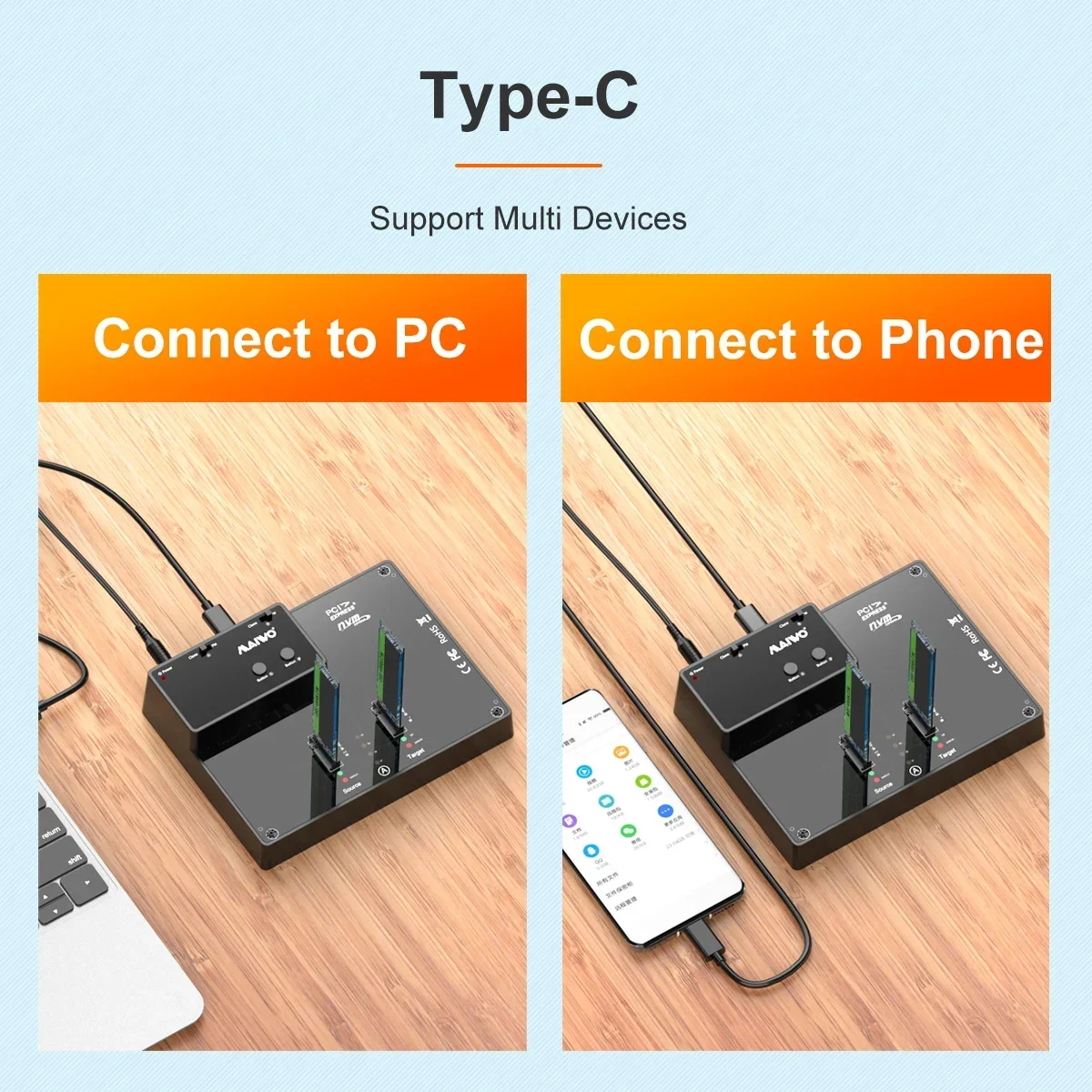 MAIWO   M.2 NVMe SSD Ŭ  Ŭ, 10Gbps USB 3.1 Gen2  ̽, M2 Nvme ϵ ̺ ڽ   ̽