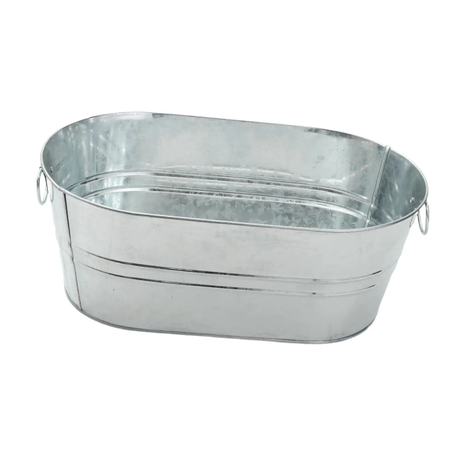 Galvanized Oval Beverage Tub Ice Bucket Portable with Handle Tin Wine Bucket Ice Tub for Cocktails Champagne Wine Restaurant