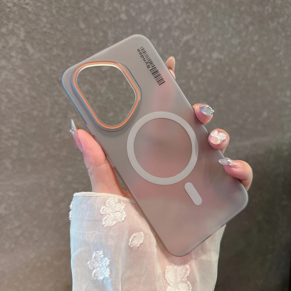 Translucent Frosted PC MagSafe Magnetic Phone Case with Wireless Charging Capability