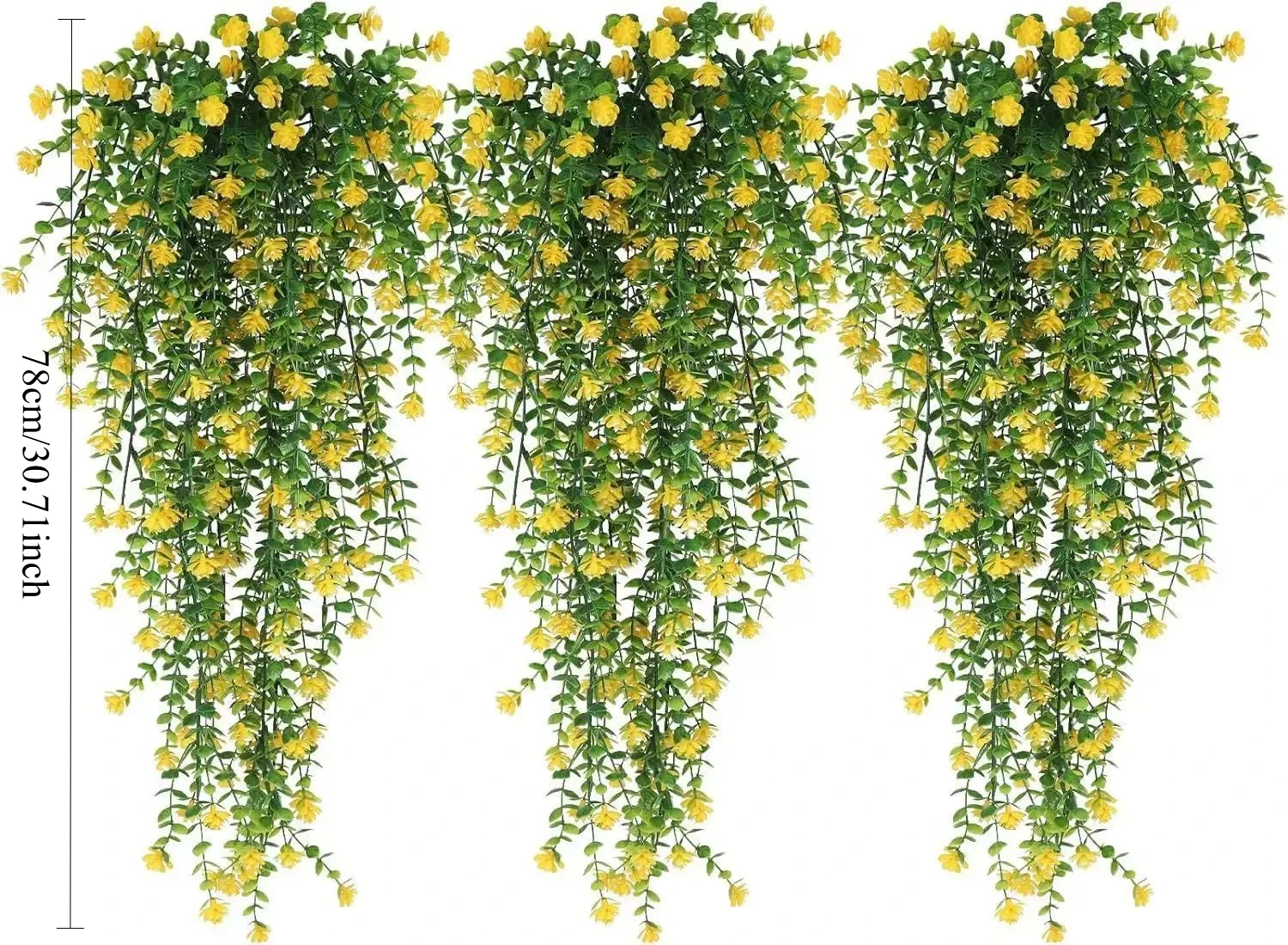 1PC Artificial Hanging Plants, Fake Hanging Plants, Fake Eucalyptus Leaves, Green Vines, Outdoor UV Resistant Plastic Plants