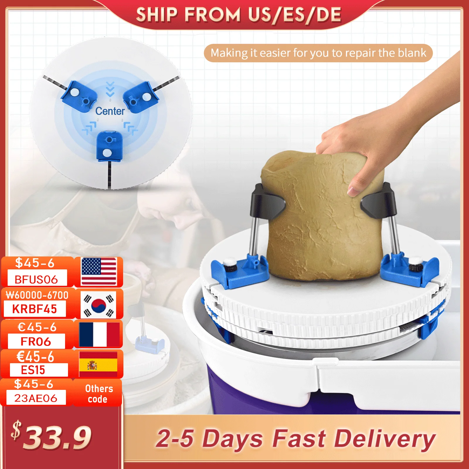 Adjustable Pottery Ceramic Trim Holder Clip Centers Pottery Wheel Plastic Round Plate Polymer Scraping Modelling Repair Tools pottery sculpting tools pottery tools clay craft tool