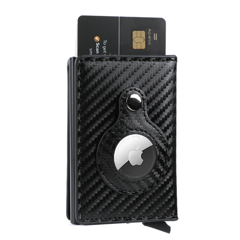 New Carbon Fiber For Apple Airtag Wallet Men Business ID Credit Card
