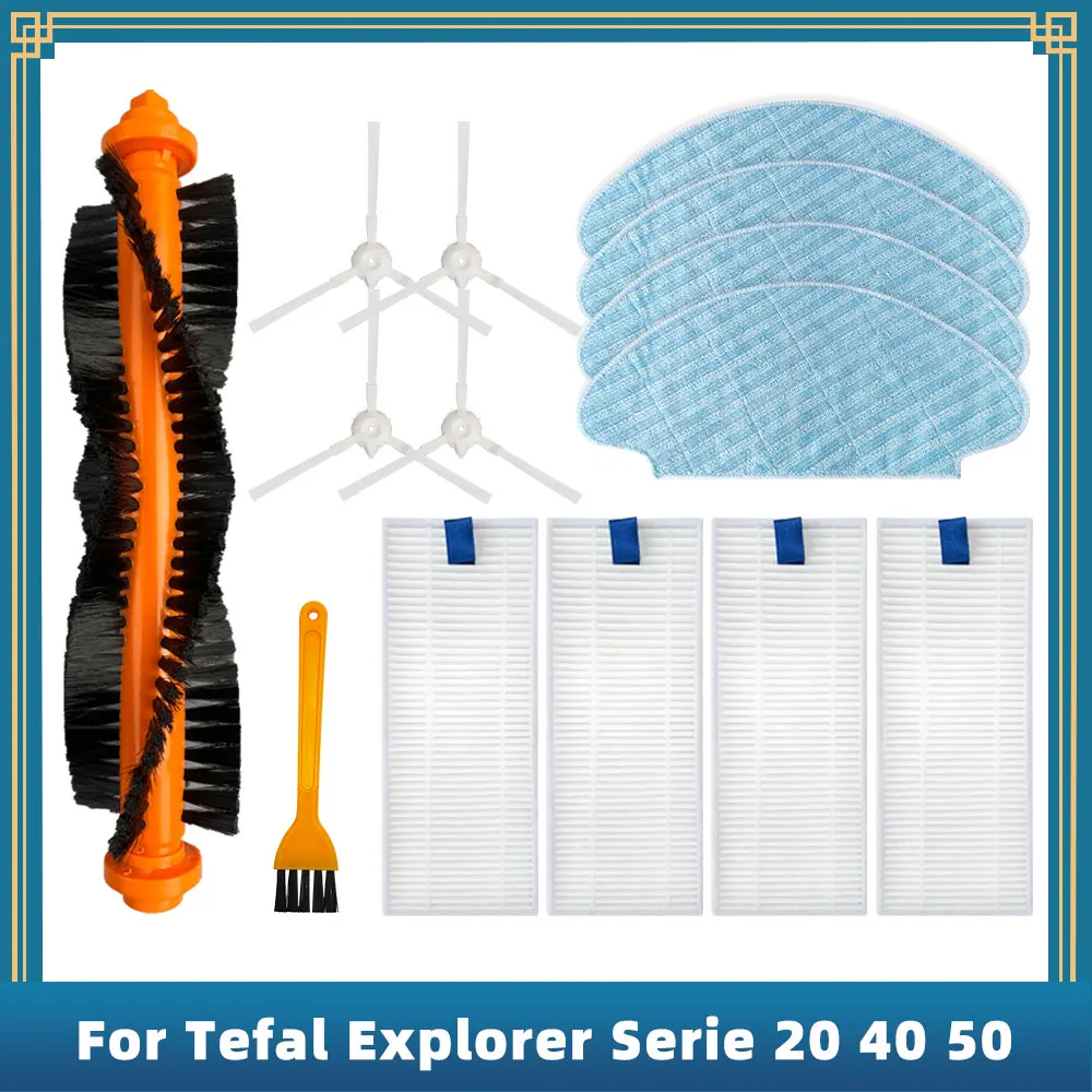 Reposição da Escova Lateral Principal Filtro Hepa Pano de Esfregão Compatível para Tefal Explorer X-plorer Série 20 40 50 Isweep x3 Peças de