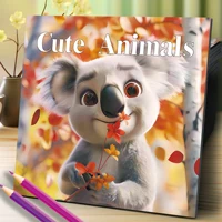 Cute Animals Coloring Book 20 Page Gift For Adults And Teens Birthday Party Relieve Stress Kill Time Graffiti Painting Drawing 1
