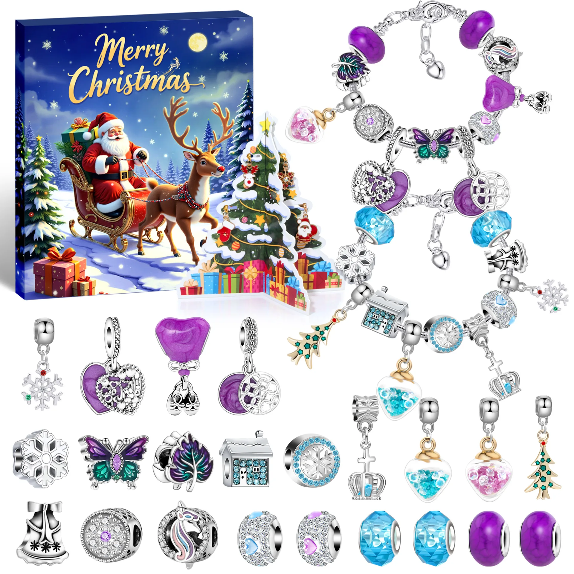 Christmas Advent Calendar 2025 Jewelry for Girls 24 Days DIY Bracelets ...
