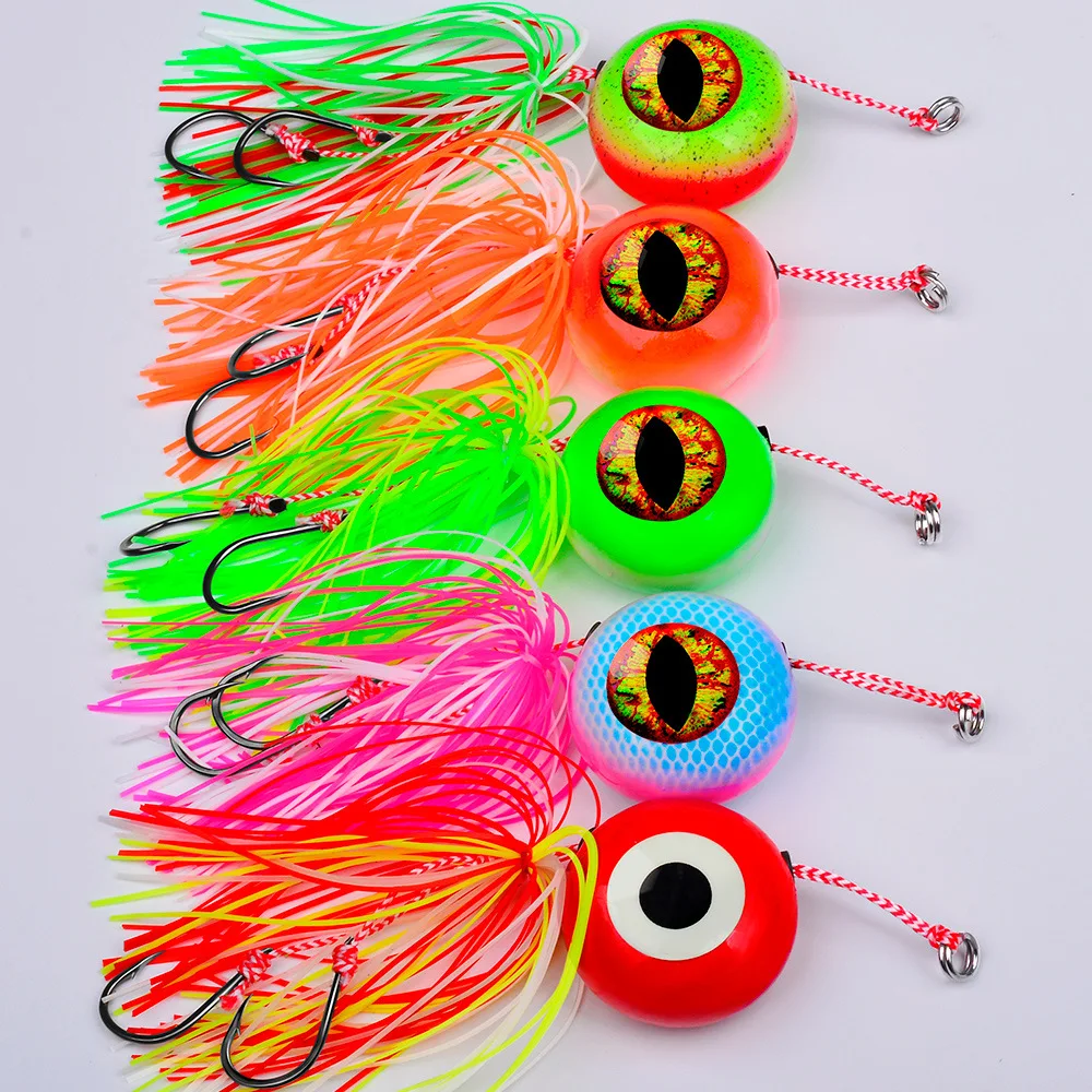 20g-120g 3D Auge Angeln Locken Blei Kopf Jig Köder Mit Gummi Skirs Leuchtende Leucht Jigging lockt Boot Angeln Köder – Detail 9