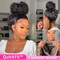 Perruque Invisible à Bandelette 360 Full HD en Dentelle Sans Colle, Cheveux Humains Ondulés, Perruque Frontale HD 13x6 avec Bords 4C Bouclés 2