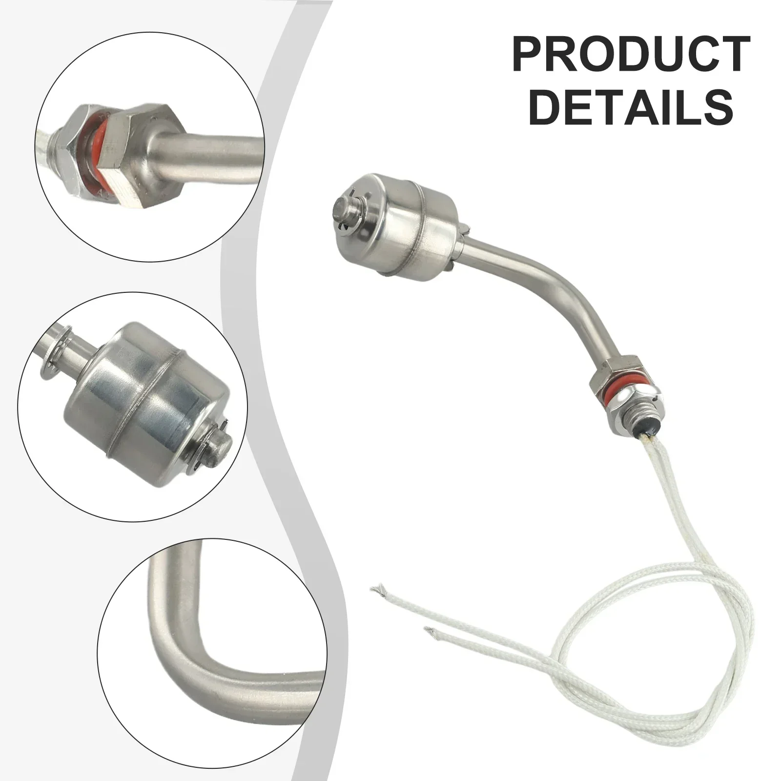 75-250mm Liquid Level Sensor Stainless Steel Float Switch Water Level Controllers Tank Liquid Right Angle Water Sensor