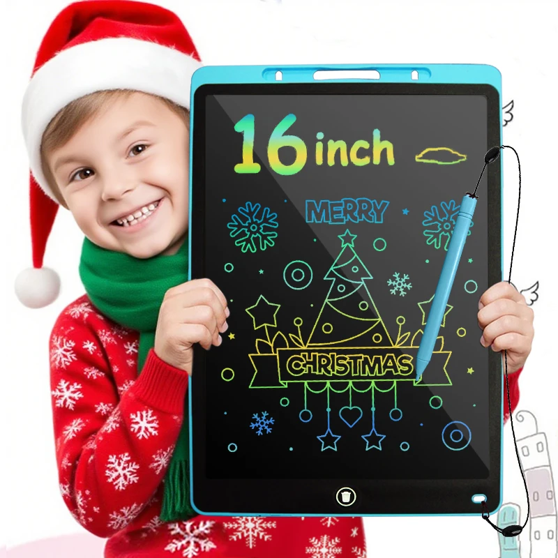 טאבלט כתיבה LCD בגודל 16 אינץ 'עם לוח ציור צבעוני גדול, מסך מחיק מושלם, צעצועים חינוכיים מושלמים ליומולדת ולחג המולד