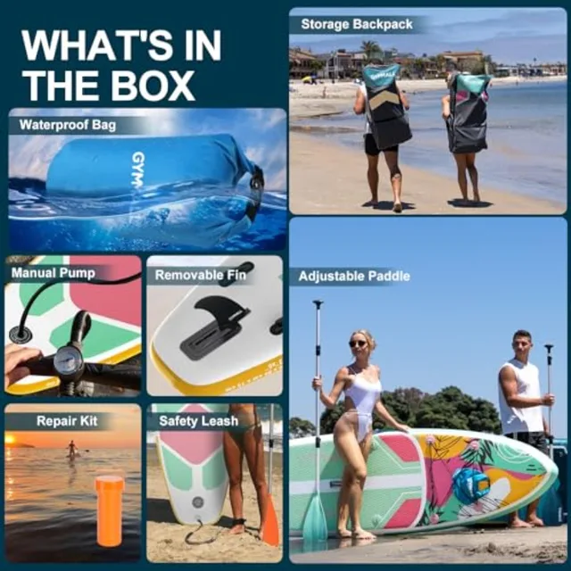 Paddle Board Inflatable Stand Up SUP Paddle Boards for Adults Youths of All Skill Levels Wide Non-Slip Deck Design Blow Up Padd