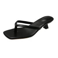 Clip-toe Fashion Sandals Women 2025 Summer New Thin Heel Flip Flops Ladies New Designer Casual Solid Color Slippers for Women