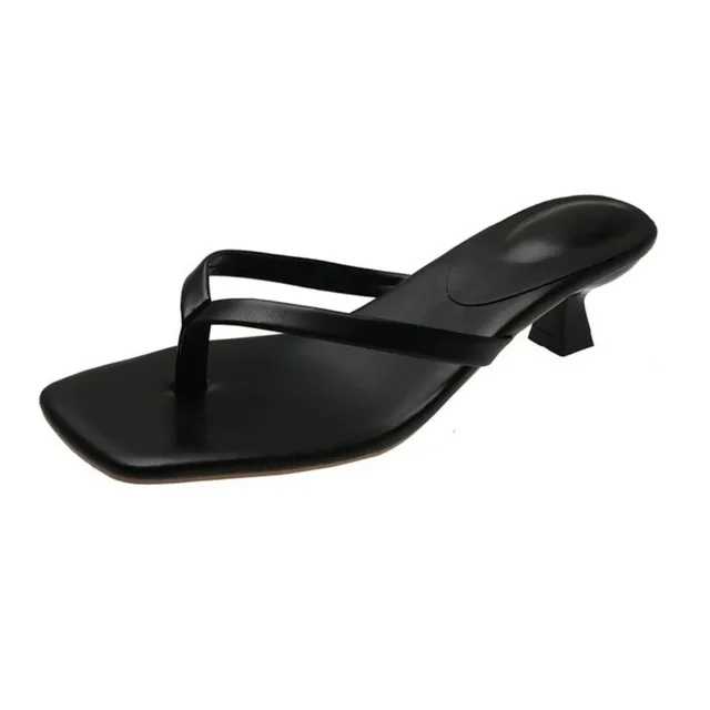 Clip-toe Fashion Sandals Women 2025 Summer New Thin Heel Flip Flops Ladies New Designer Casual Solid Color Slippers for Women