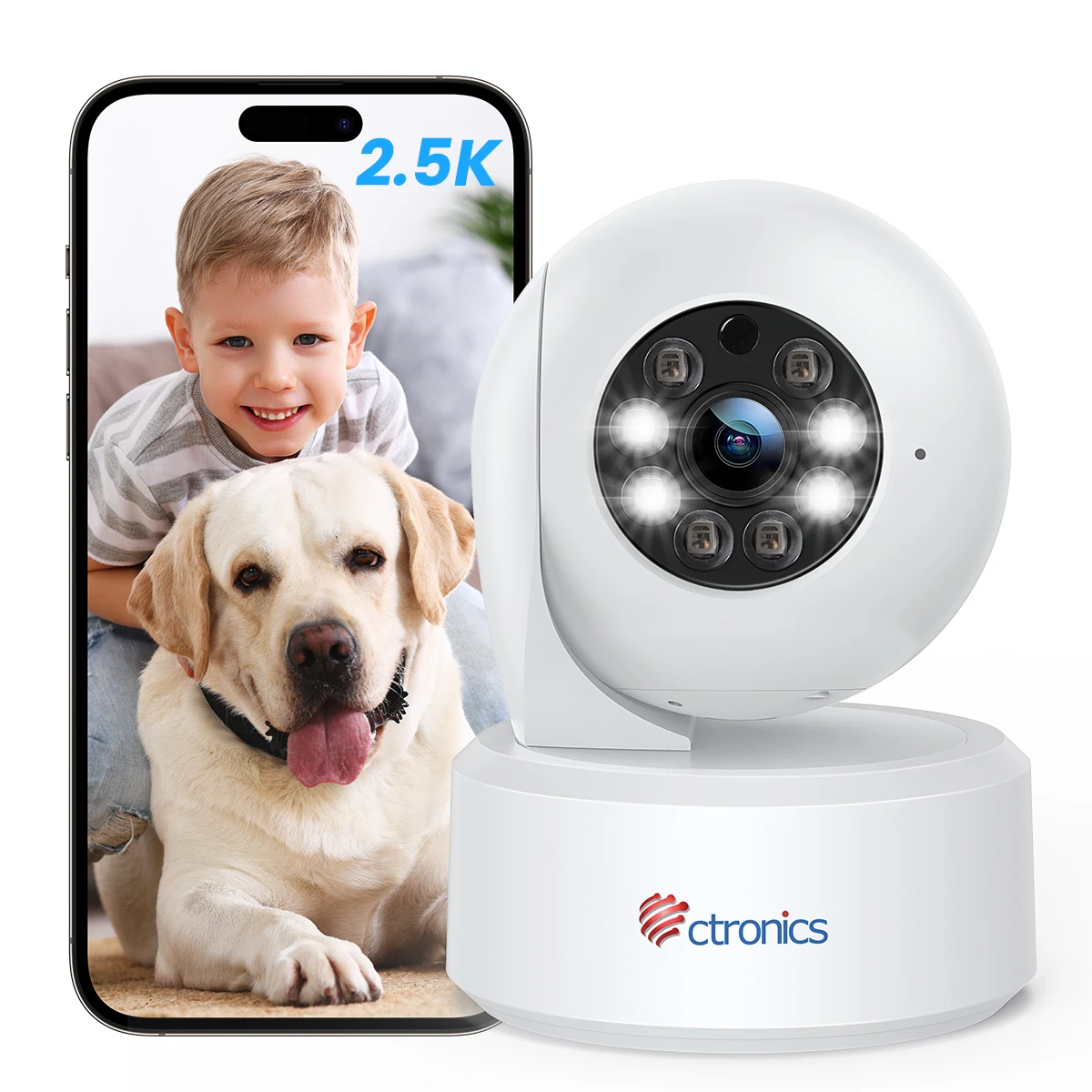 Ctronics Ip Camera Indoor 5Ghz Wifi Visione Notturna A Colori Auto Tracking 4Mp 2K Panoramic 360