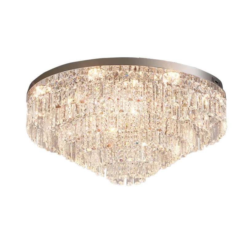 

Postmodern Luxury Round LED Lamps Chrome Color Pendant Lights Crystal Indoor Ceiling Lamparas Art Decor For Dining Room