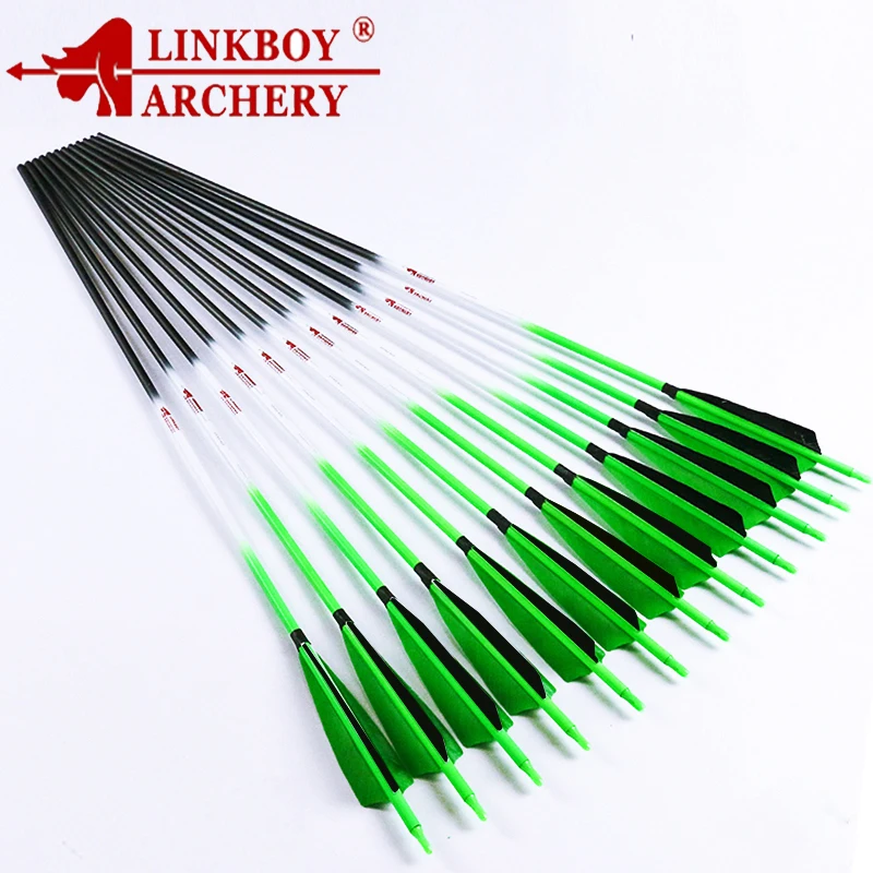 6pcs Linkboy Archery Pure Carbon Arrows Sp400 2830inch 5inch Arrows