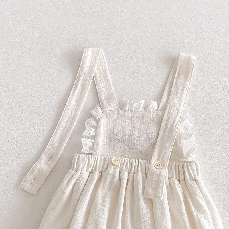 Cute Embroidered Flowers Baby Girls Overalls Bodysuit