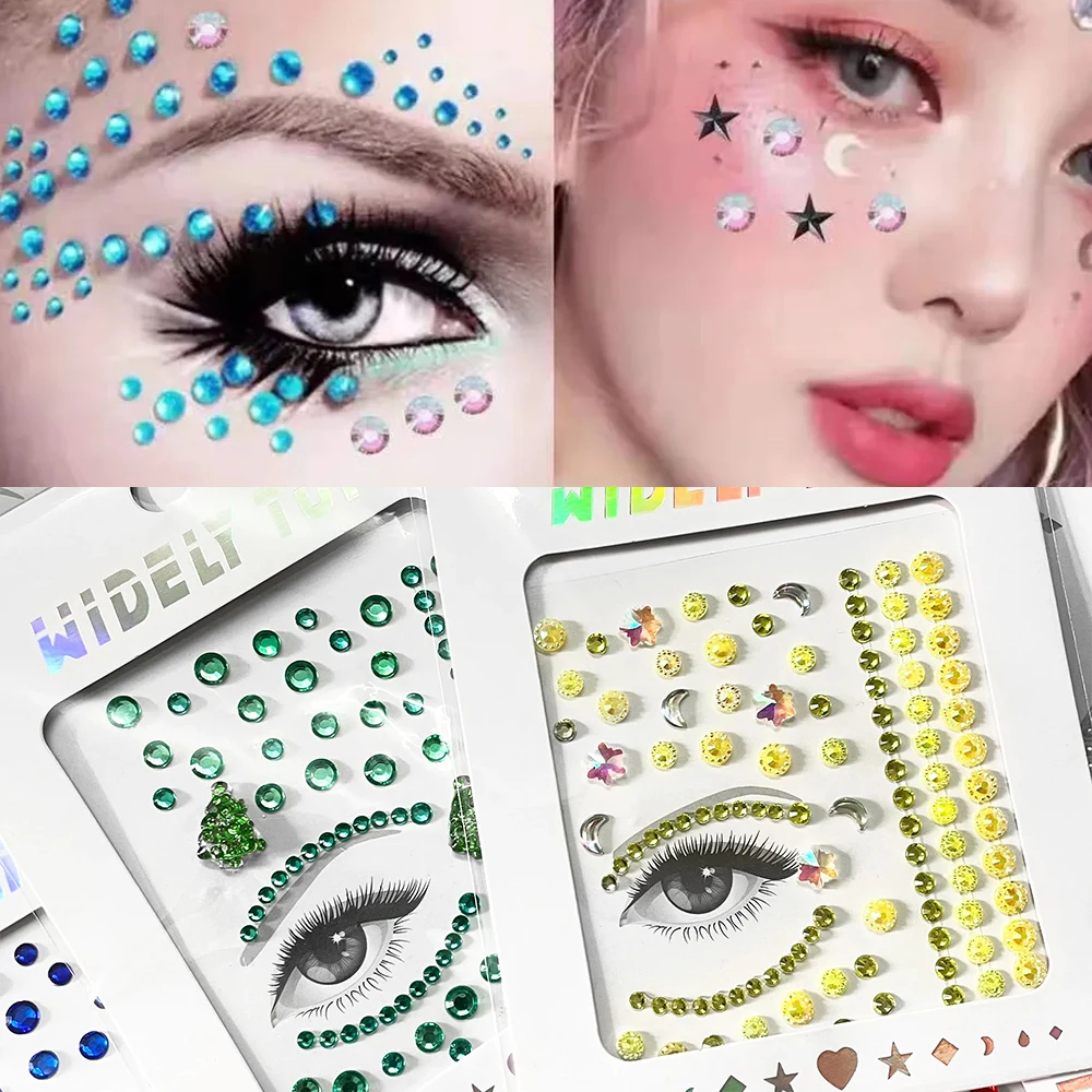 

3D Rhinestone Temporary Tattoo Crystal Sticker Face Jewelry Eyeshadow Diamond Stickers Colored Diamonds Stickers Nail Makeup