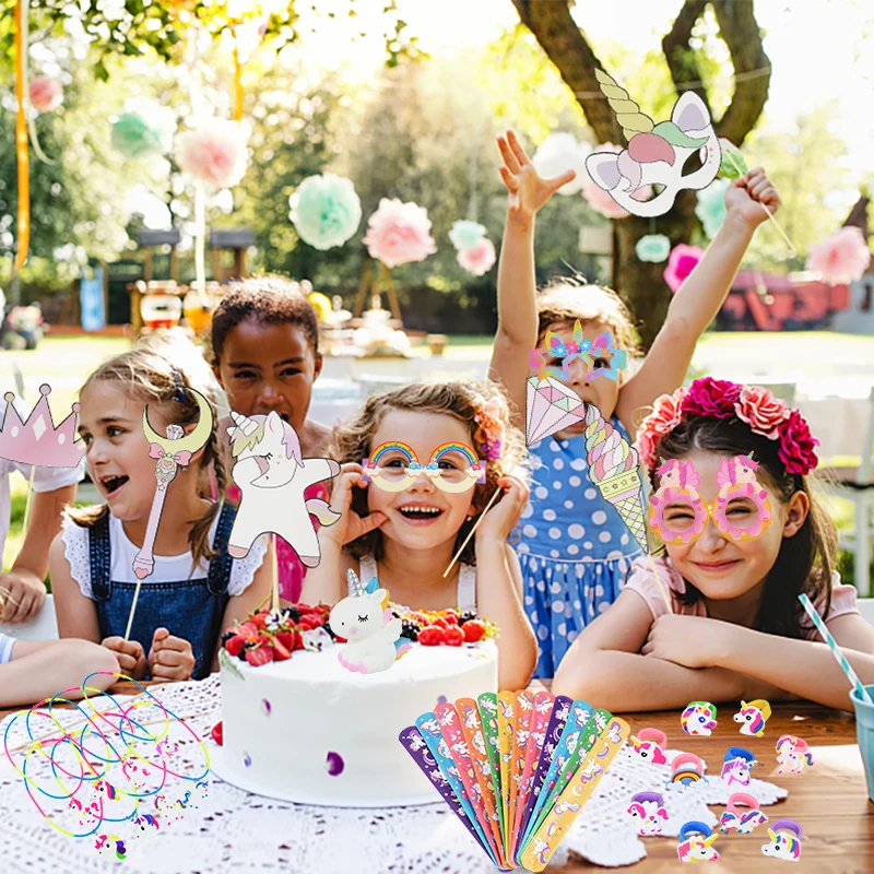 Unicorn-Themed Rainbow Fun Pack: Bracelets, Rings, Tattoos, Stickers & Puzzle Toys