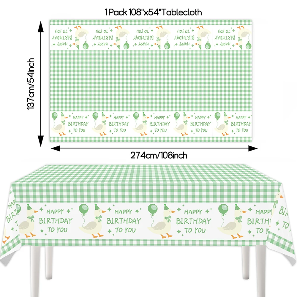 Eco-Friendly Party Ware Set: Green Disposable Plates, Cups, Napkins, Banner, and Tablecloth