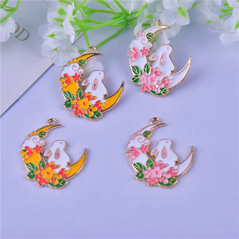 10pcs-pack-Moon-Rabbit-Animal-Metal-Charms-Pendant-Earring-Keychain-DIY ...
