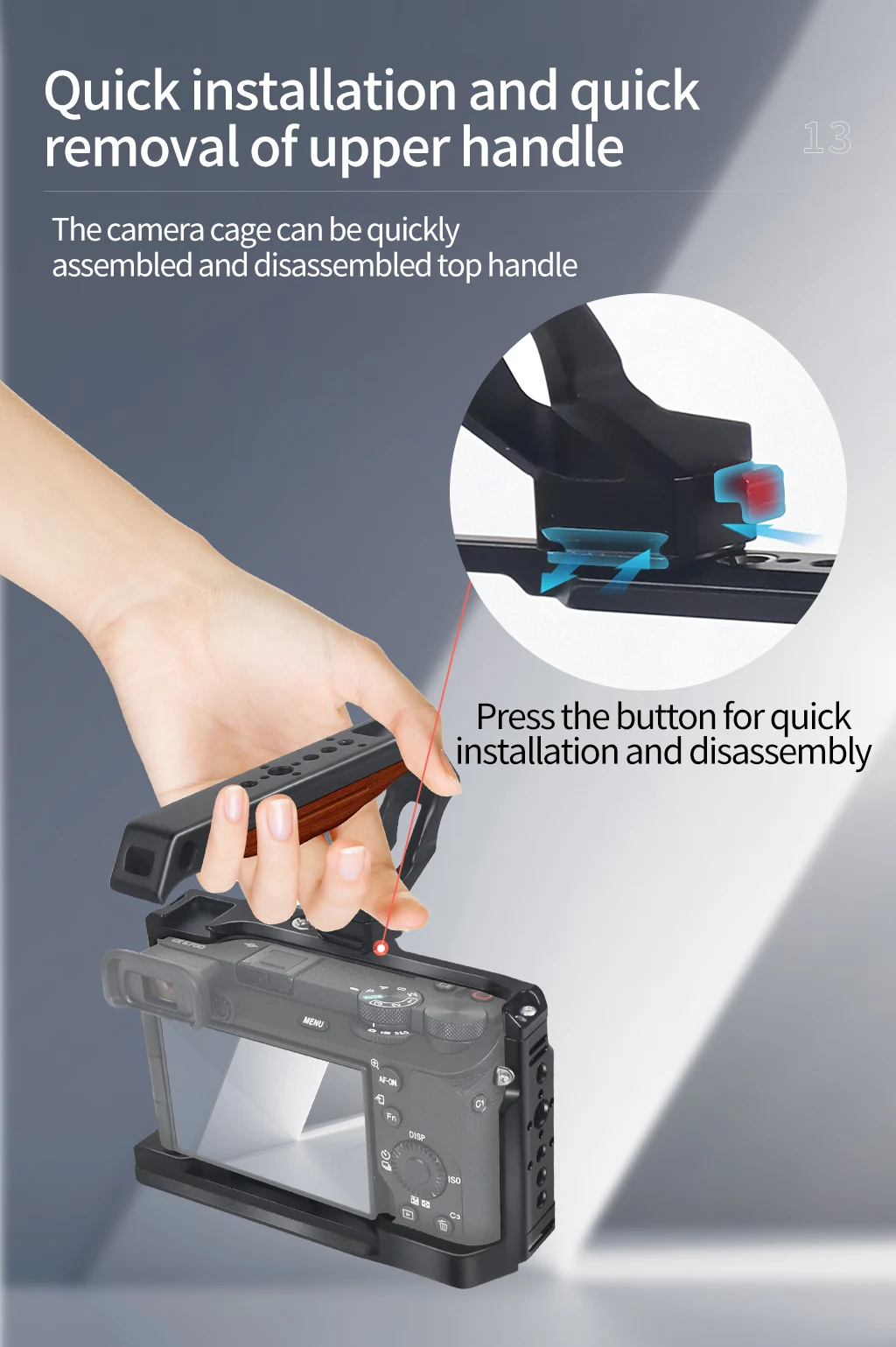 A6700 dslr Kamera käfig Rig Top Griff Kalt schuh halterung Mikrofon Blitzlicht halterung für Sony A6700 Stabilisator halter – Detail 15