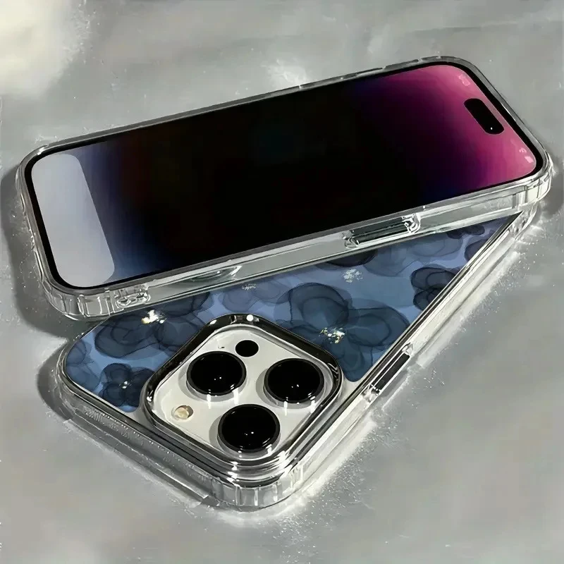 Dark Blue Floral TPU Phone Case Cover