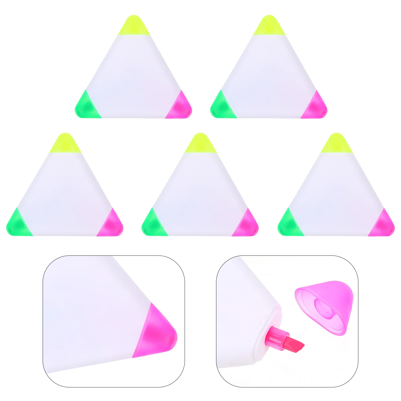 

5 Pcs Tricolor Triangle Highlighter Highlighters Petal Plastic Rosy Markers Pen