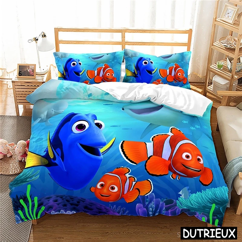 

Disney Cartoon Finding Nemo Duvet Cover Set Ocean Life 3D Bedding Set Quilt Cover With Pillowcase Set Bedclothes For Kids Boys